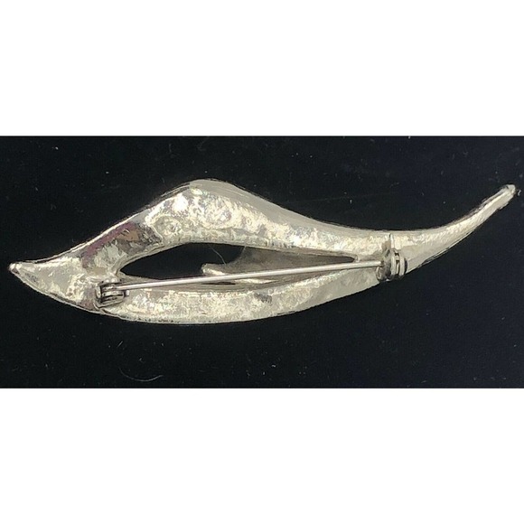 Marcasite Calla Lily Leaf Brooch Pin Silver Tone EUC - Picture 4 of 7
